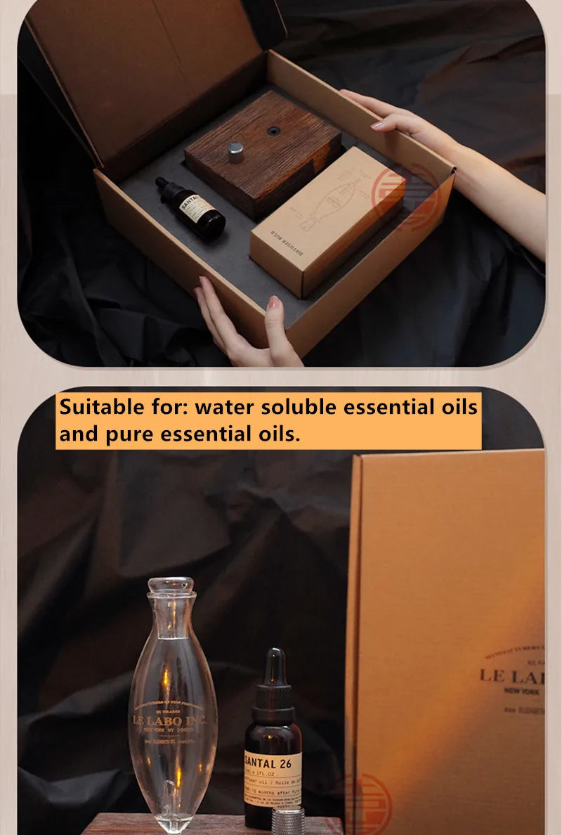 Essential Oil Diffuser Nebulizer Glass Aroma Oil Diffuser Wood Grain rechargeable Professional Scent Machine Nebulizer For Home