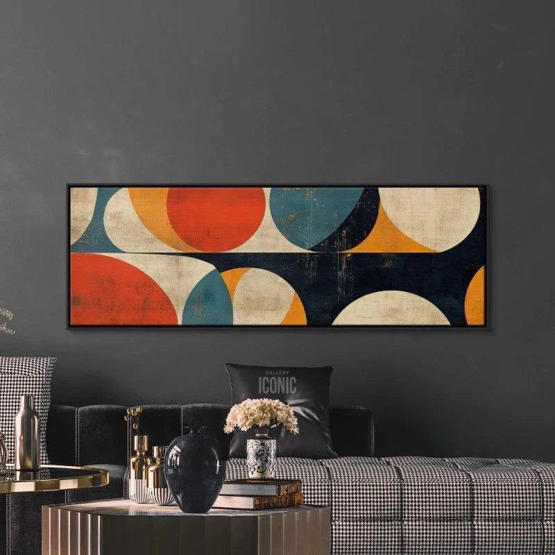 Mid Century Modern Wall Art Canvas | Unframed Bauhaus Print | Wide Panoramic Wall Art for Living Room Canvas | Abstract Wall Art