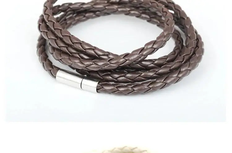 New Men Leather Bracelets for Women Simple Multilayer Handmake Bangles  Black White Bracelets Female Jewelry Gift
