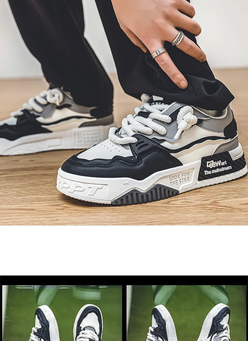 2025 New Men's Shoes Summer Versatile Thick soled Casual Flat Shoes Anti slip Youth Sports Trendy Shoes