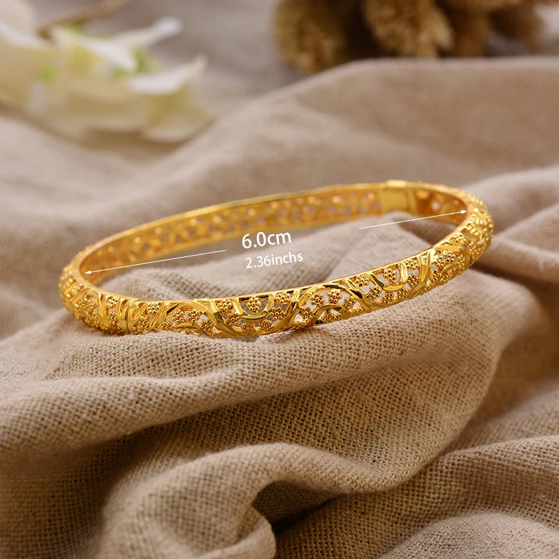 Luxury Vintage Gold Plated Bangles For Women Girls  Arabia Bridal Wedding Jewelry Gifts