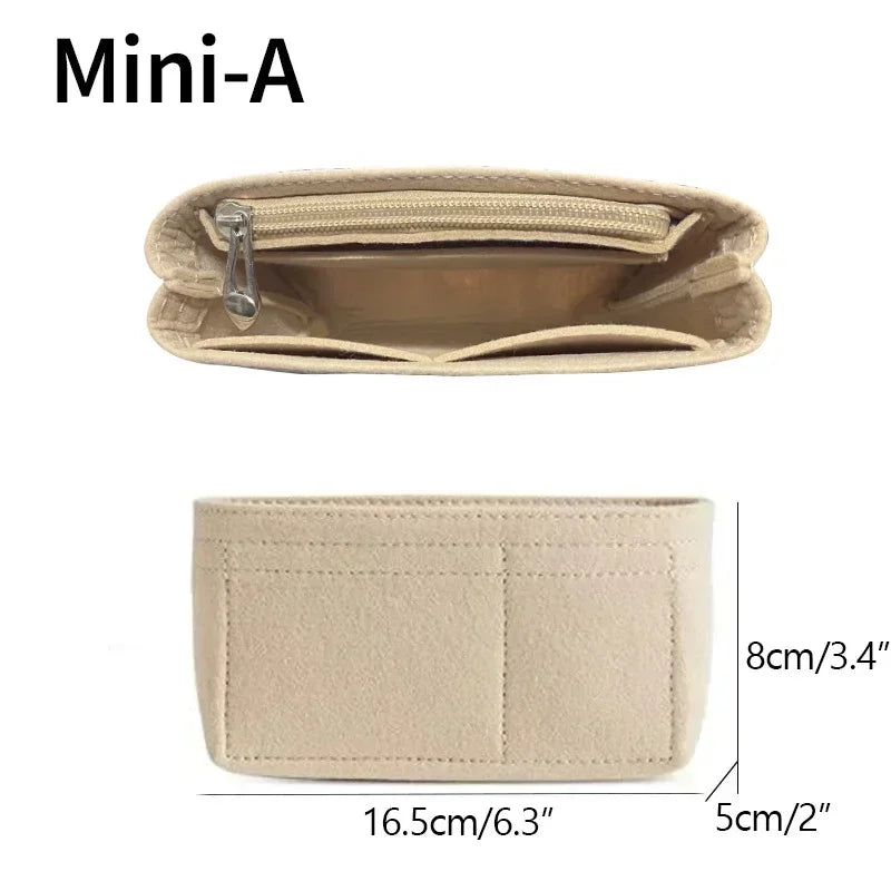 Bag Organizer  fit Mini Sizefor  Small Tote Bag Timid Bag Storage & Finishing Inner  Liner Handbags Insert Organizer