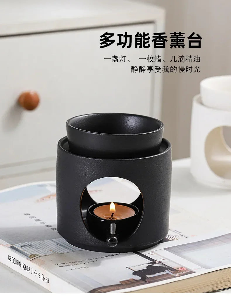 3-in-1 Candle Essential Oil Ceramic Craft Incense Lamp Candleholder Aromatherapy Burner Suitable for Home, Office, Wedding