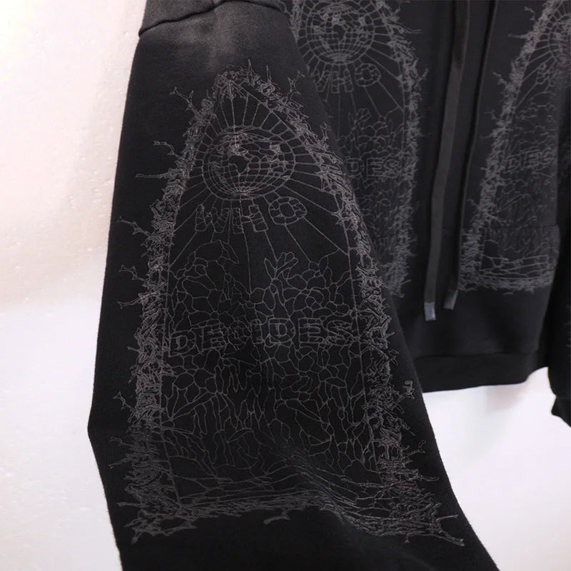 Autumn Winter Blue Light Apricot Who Decides War HoodieMen Women High Quality Real Photos Taken Diamond Studded Pullover