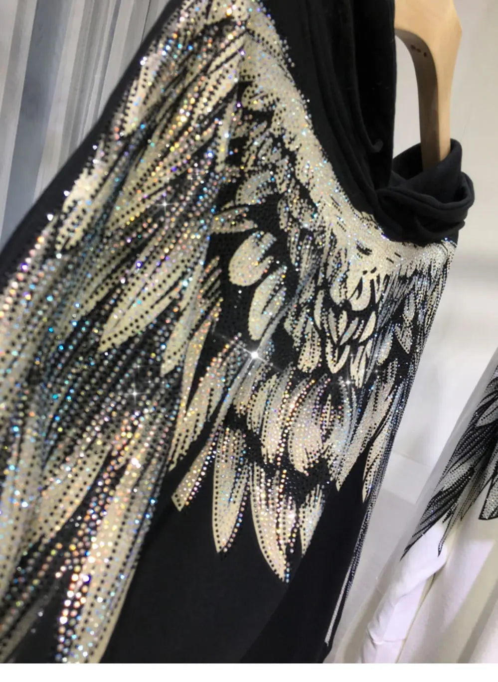 Streetwear Hoodie Women Clothing Harajuku Heavy Diamond Wings Hooded Sweatshirts Casual Fashion Hoodies Y2k Tops 2025 Ropa Mujer