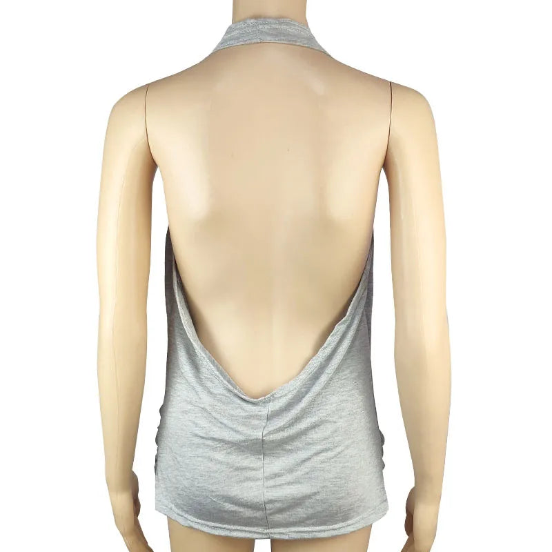 Tank Top Women Drape V Neck Sexy Tanks Camis Skinny Backless Pink Corset Tee Shirt Femme Tops Woman T-shirt