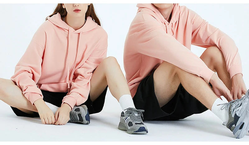 Solid Oversize Hoodies For Women Pocket Casual Loose Hooded Sweatshirt Woman Autumn Cotton Terry Hoodies Women Oversize Pullover