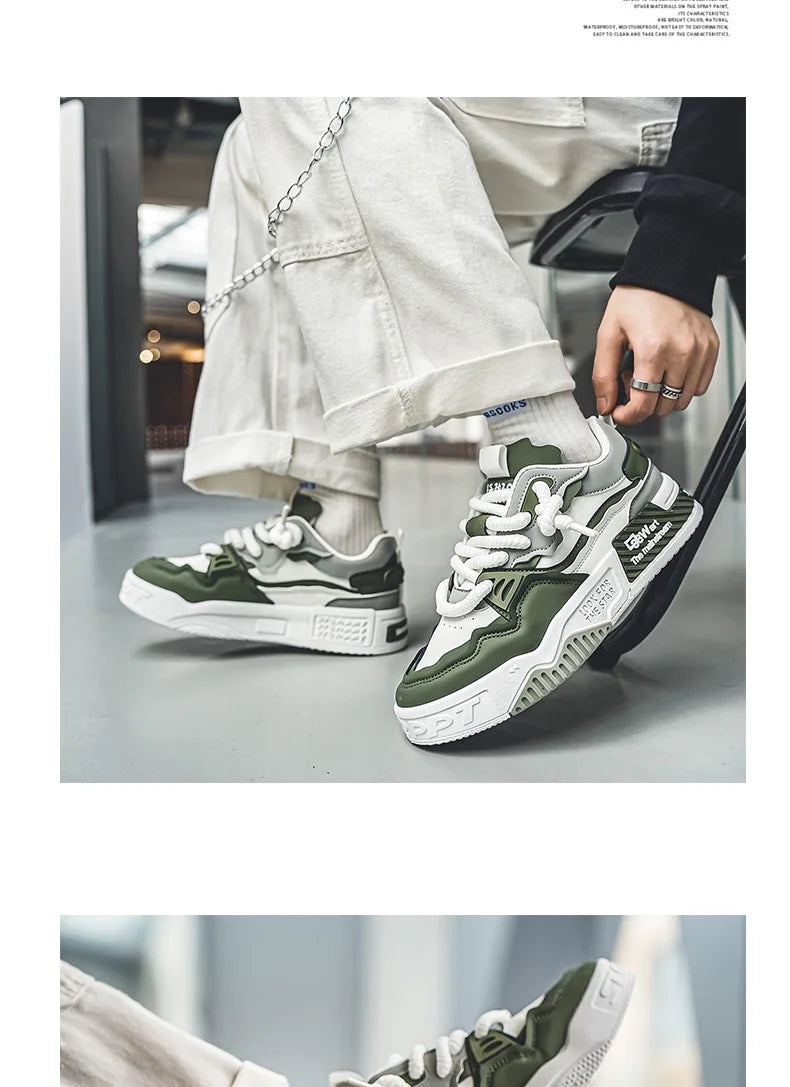 2025 New Men's Shoes Summer Versatile Thick soled Casual Flat Shoes Anti slip Youth Sports Trendy Shoes