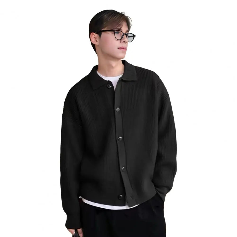 Men Sweater Coat Korean Fashion Knitted Coats Men Streetwear Slim Fit Casual Cardigan Coats