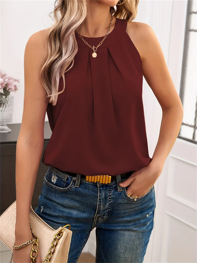 Going Out Summer Tank Tops Women 2024 Elegant Women Thin Tops Basic Casual Tank Top O-neck Tees Sleeveless Black Tops For Women