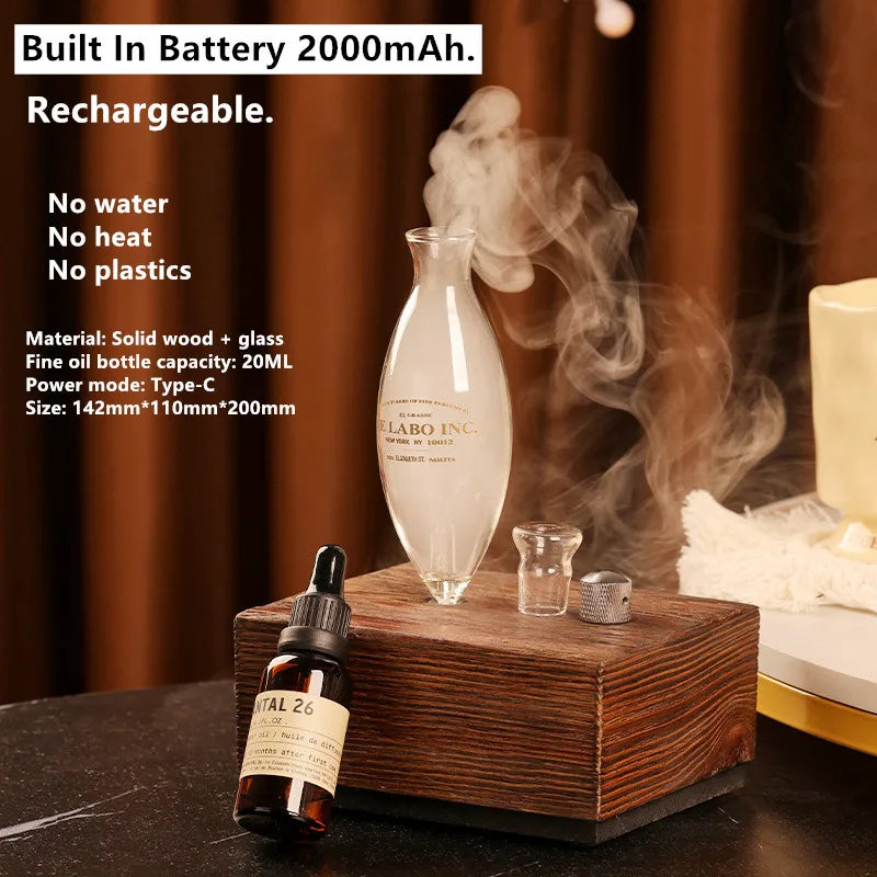 Essential Oil Diffuser Nebulizer Glass Aroma Oil Diffuser Wood Grain rechargeable Professional Scent Machine Nebulizer For Home
