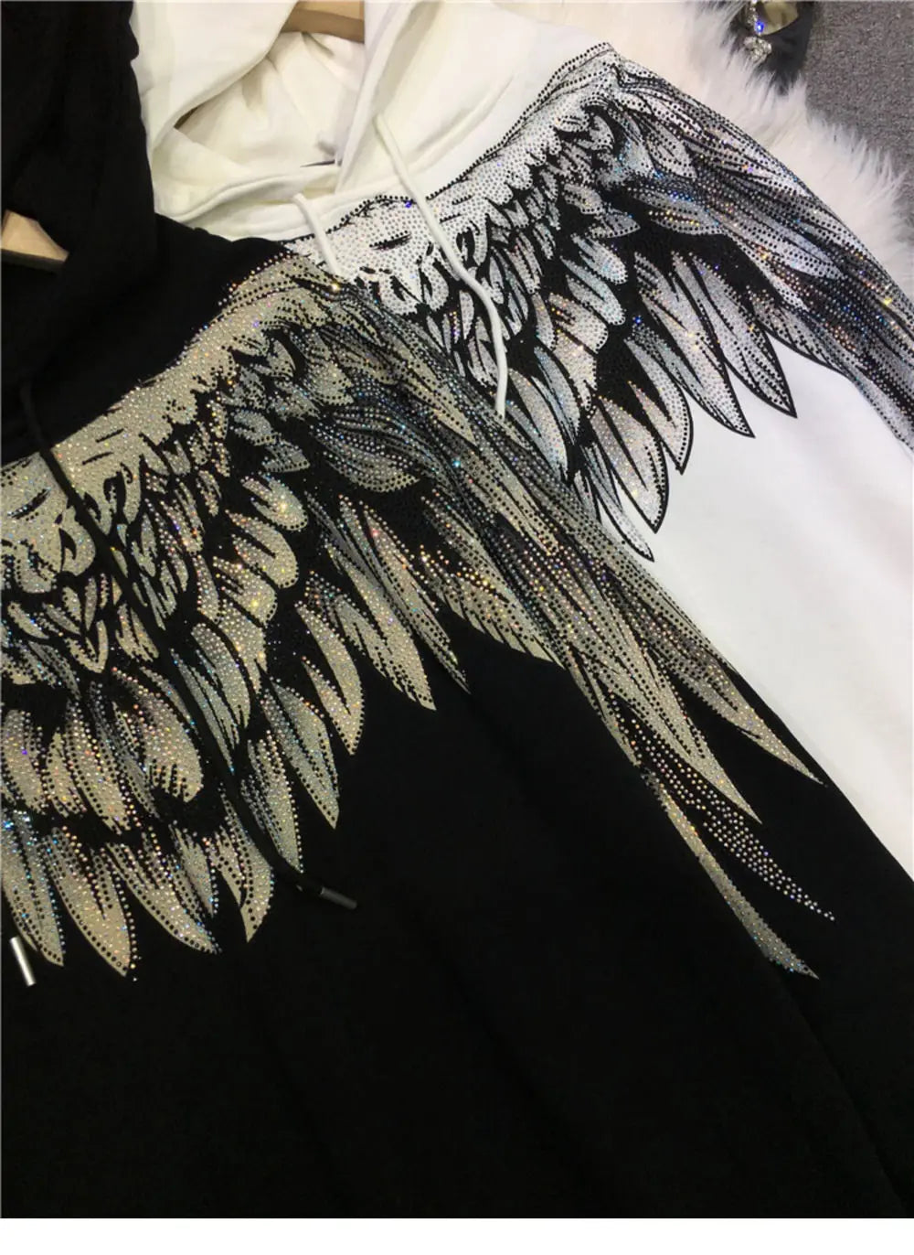 Streetwear Hoodie Women Clothing Harajuku Heavy Diamond Wings Hooded Sweatshirts Casual Fashion Hoodies Y2k Tops 2025 Ropa Mujer