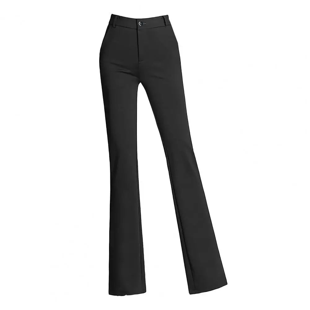 Women Trouser Flared Style High Waist Solid Colors Elastic Formal Long Stretch Office Lady Trouser for Office