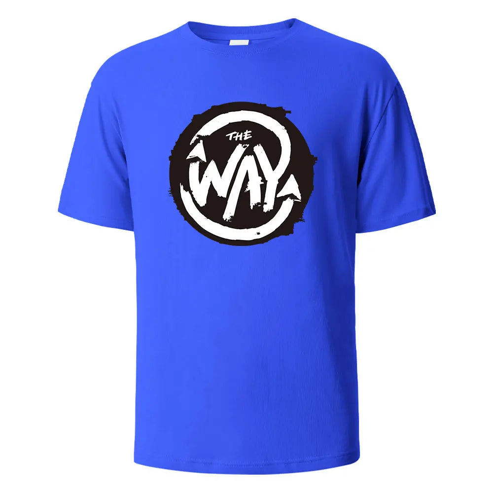 Men's Printed T-Shirt The Way Streetwear 100%Cotton Tops For Men Women Summer Breathable Short-Sleeved Casual O-neck Basic Tees