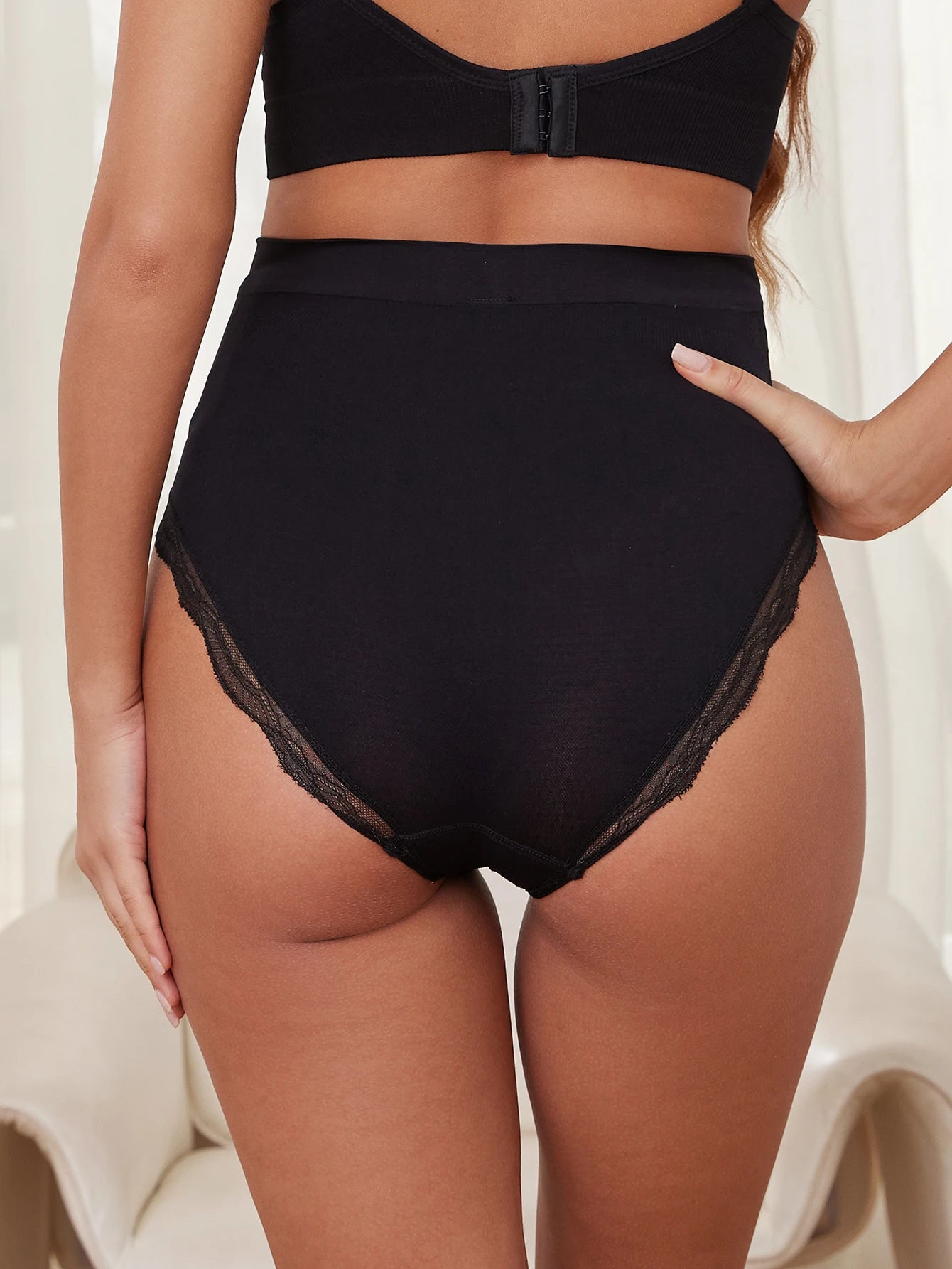 Women'S Pregnant High Waisted Underwear Seamless And Fully Covered, Breathable And Comfortable Lace Border Underpants