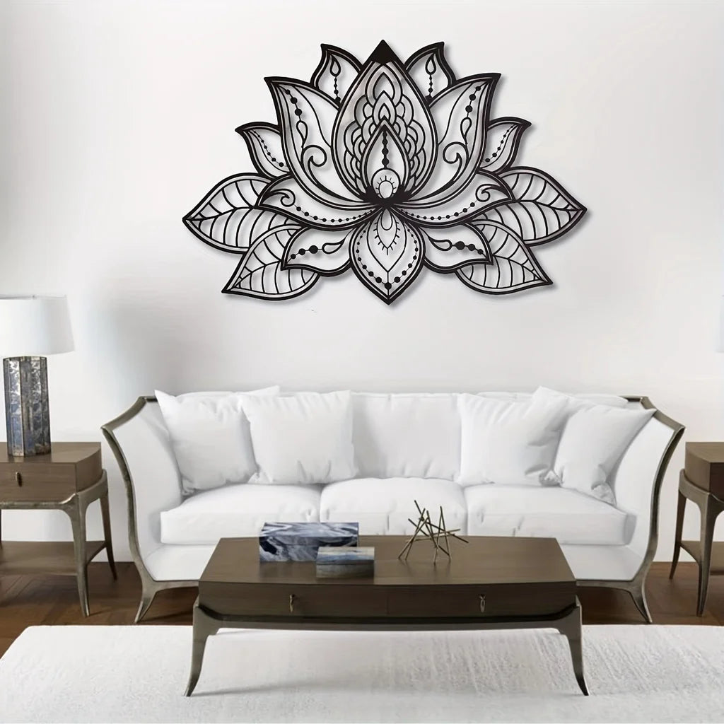HelloYoung Mandala Wall Art, Lotus Flower Mandala Metal Wall Art, Metal Wall Art Spiritual Deco, Wall decor metal wall hanging，
