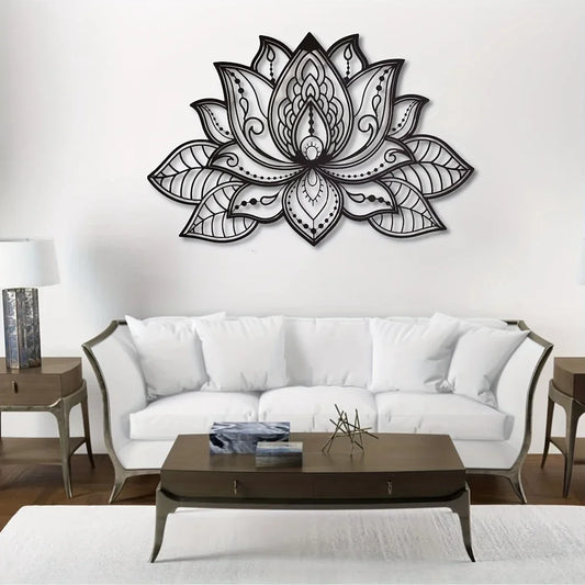 HelloYoung Mandala Wall Art, Lotus Flower Mandala Metal Wall Art, Metal Wall Art Spiritual Deco, Wall decor metal wall hanging，