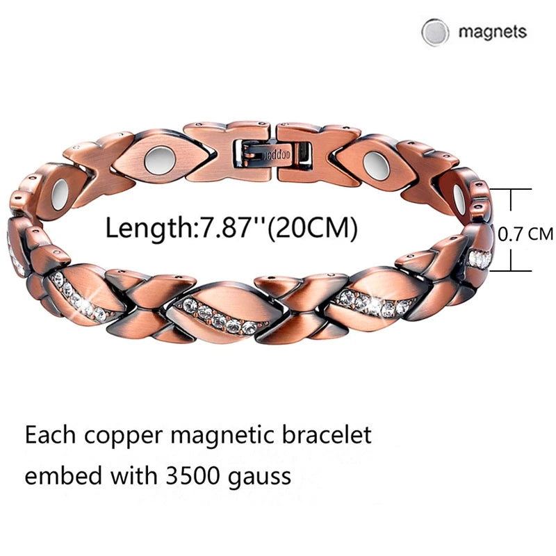 Men Pure Copper Bracelet Health Energy Germanium Magnetic Bracelet Vintage Hologram Chain Link Bracelets for Women Arthritis