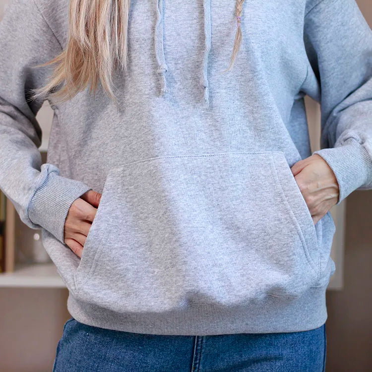 Solid Oversize Hoodies For Women Pocket Casual Loose Hooded Sweatshirt Woman Autumn Cotton Terry Hoodies Women Oversize Pullover