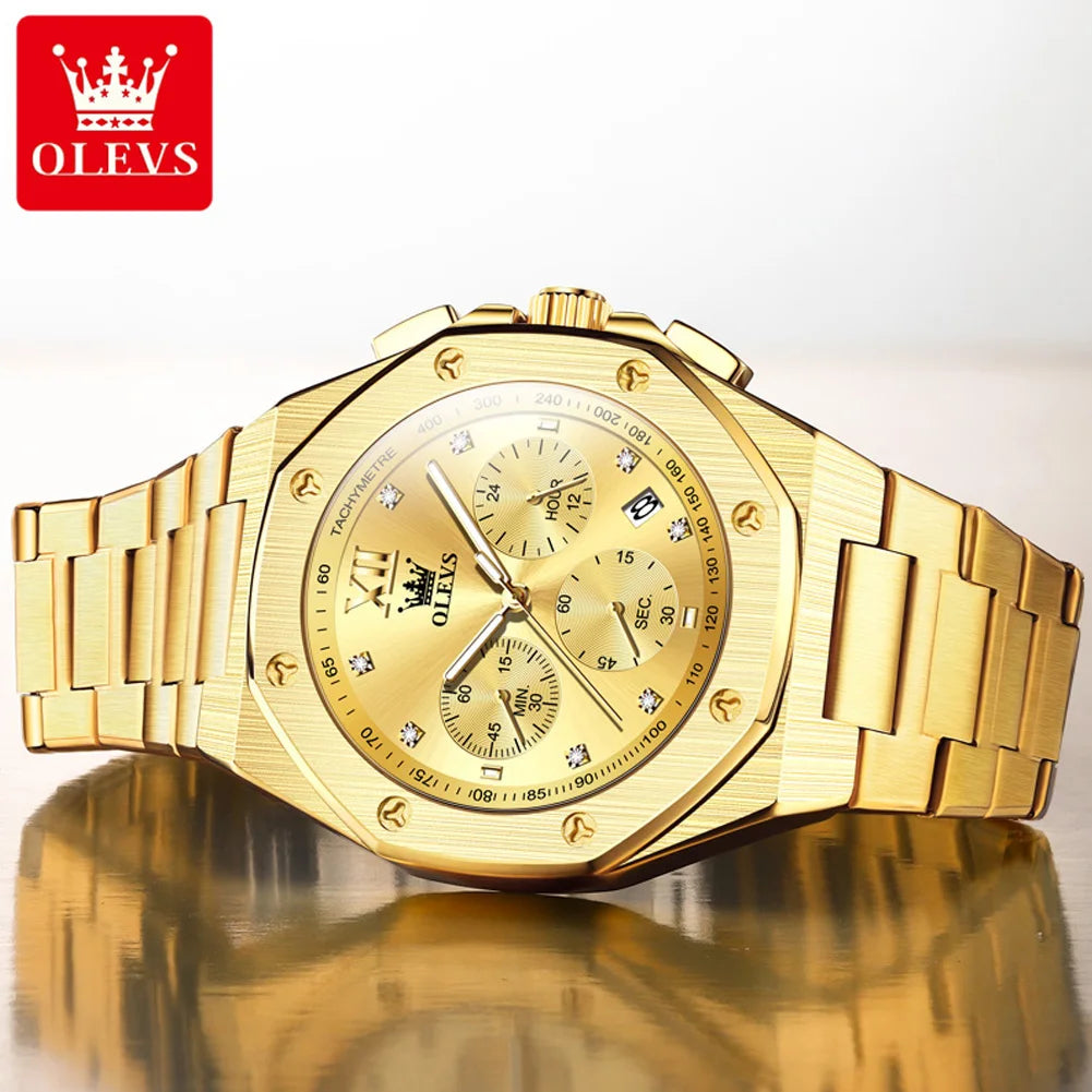 Watches for Men Top Luxury Brand OLEVS Quartz Men’s Watch Sport Waterproof Gold Wrist Watches Chronograph Date Relogio Masculino