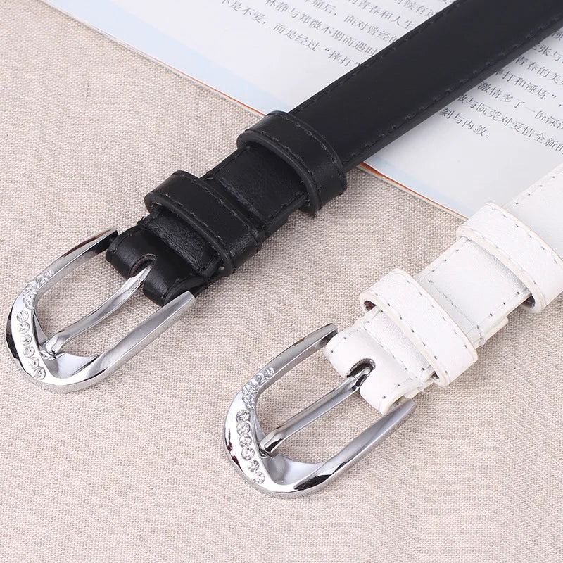 Women's Trousers Belt PU Leather Trend White Belt Fashion High Quality Trouser Belt Solid Vintage Pin Buckle Ladies Strap DT067