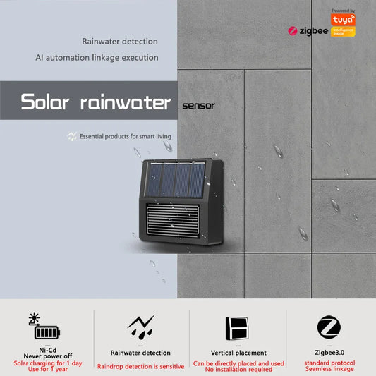 Smart Home Zigbee Solar Charging Real-time Rainwater Detector Smart Life App Controlled Wireless Solar Rain Sensors
