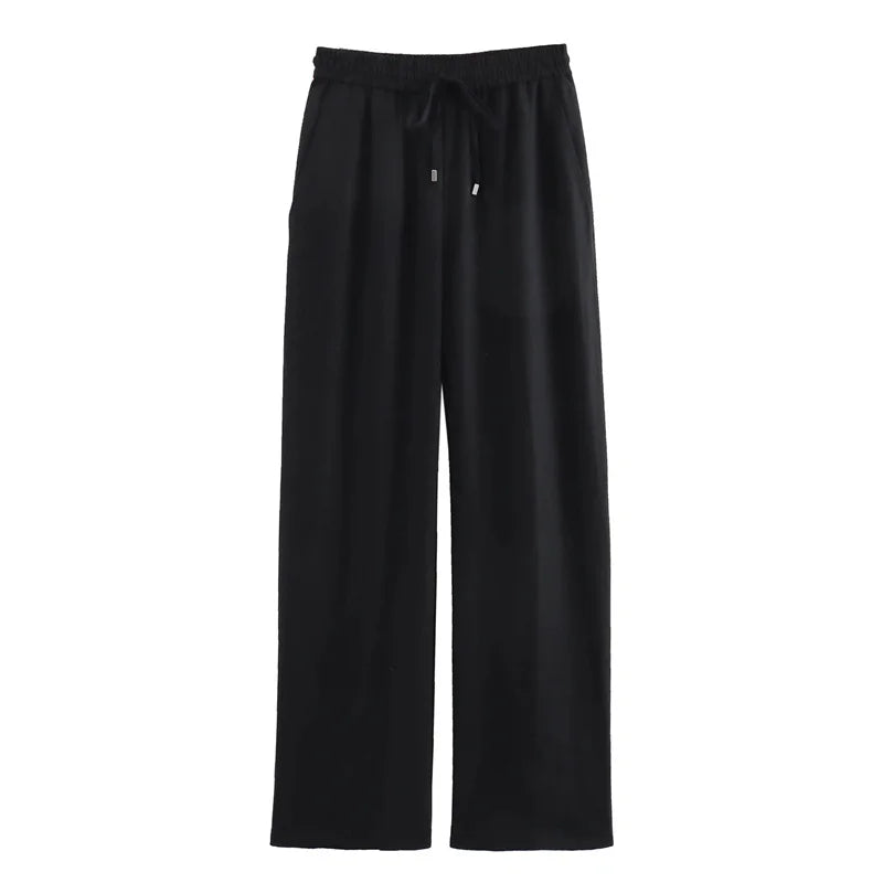 MUJER 2025 Woman Trousers White Black High Waist Pants for Women Pleated Wide Leg Women's Pants Straight Baggy Pants Woman