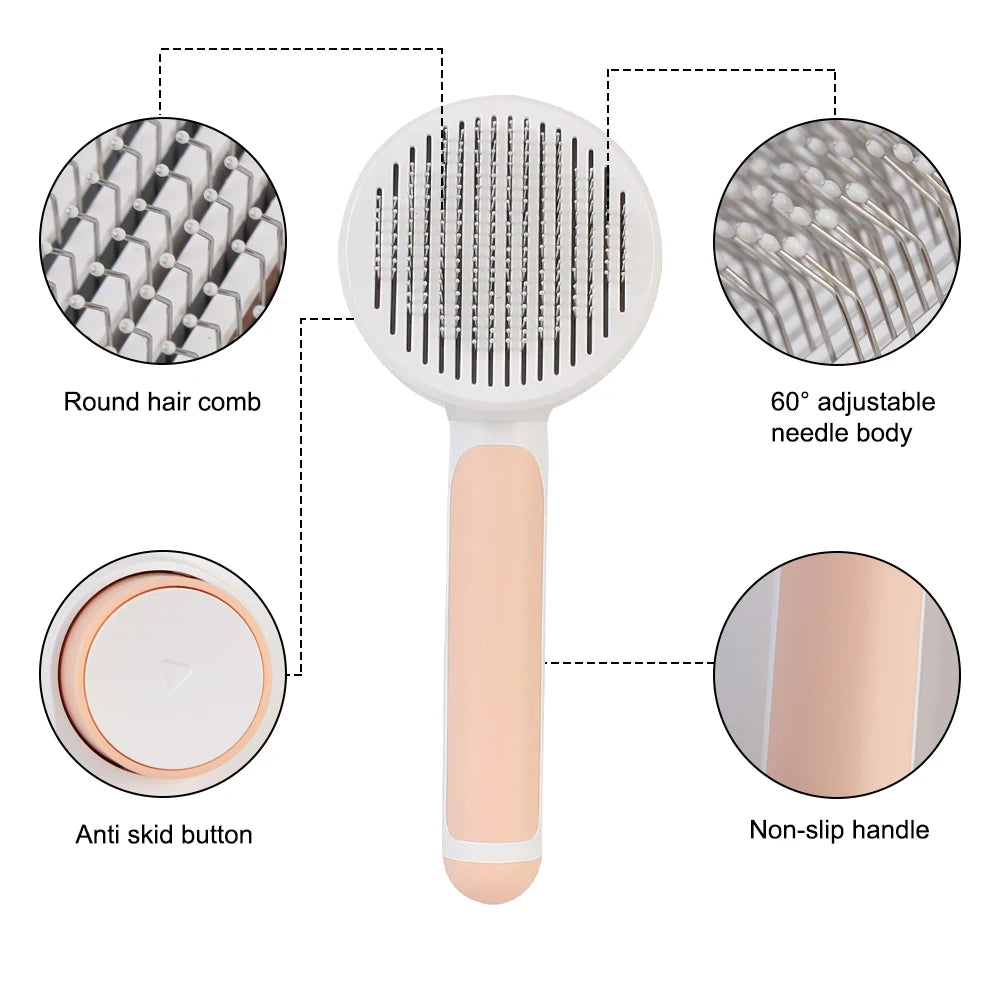 Cat Hair Cleaner Pet Accessories Cleaning and Beauty Products Self Cleaning Brush Pet Comb Plastic