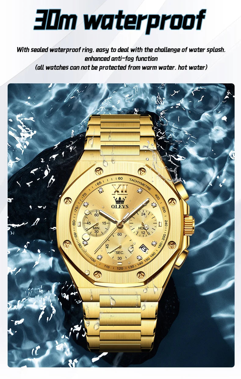 Watches for Men Top Luxury Brand OLEVS Quartz Men’s Watch Sport Waterproof Gold Wrist Watches Chronograph Date Relogio Masculino