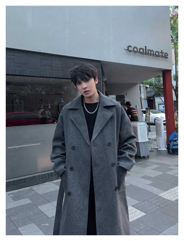 Long Coats for Men Woolen Jackets 2024 Winter Thicken Coat Trench Coats Korean Vintage Loose Heavy Jackets Men Leisure Overcoat