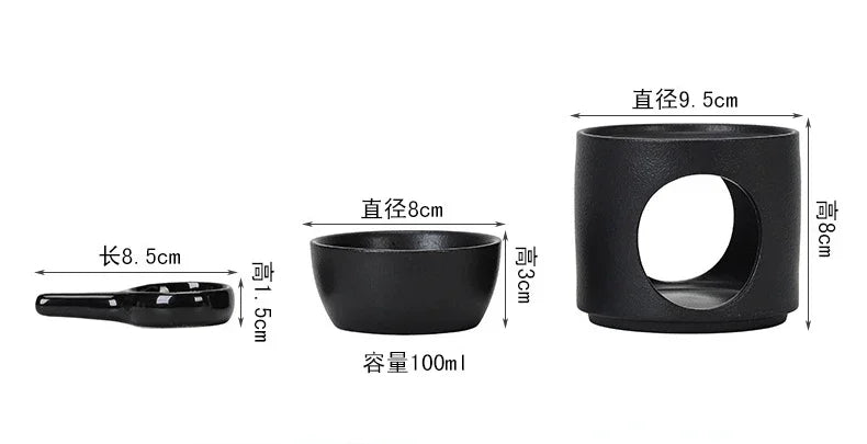 3-in-1 Candle Essential Oil Ceramic Craft Incense Lamp Candleholder Aromatherapy Burner Suitable for Home, Office, Wedding