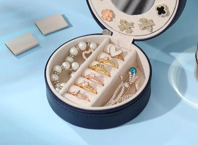 Multilayer jewelry box small stud earrings box ring receive box necklaces earrings jewelry box portable cassette jewelry mirrors