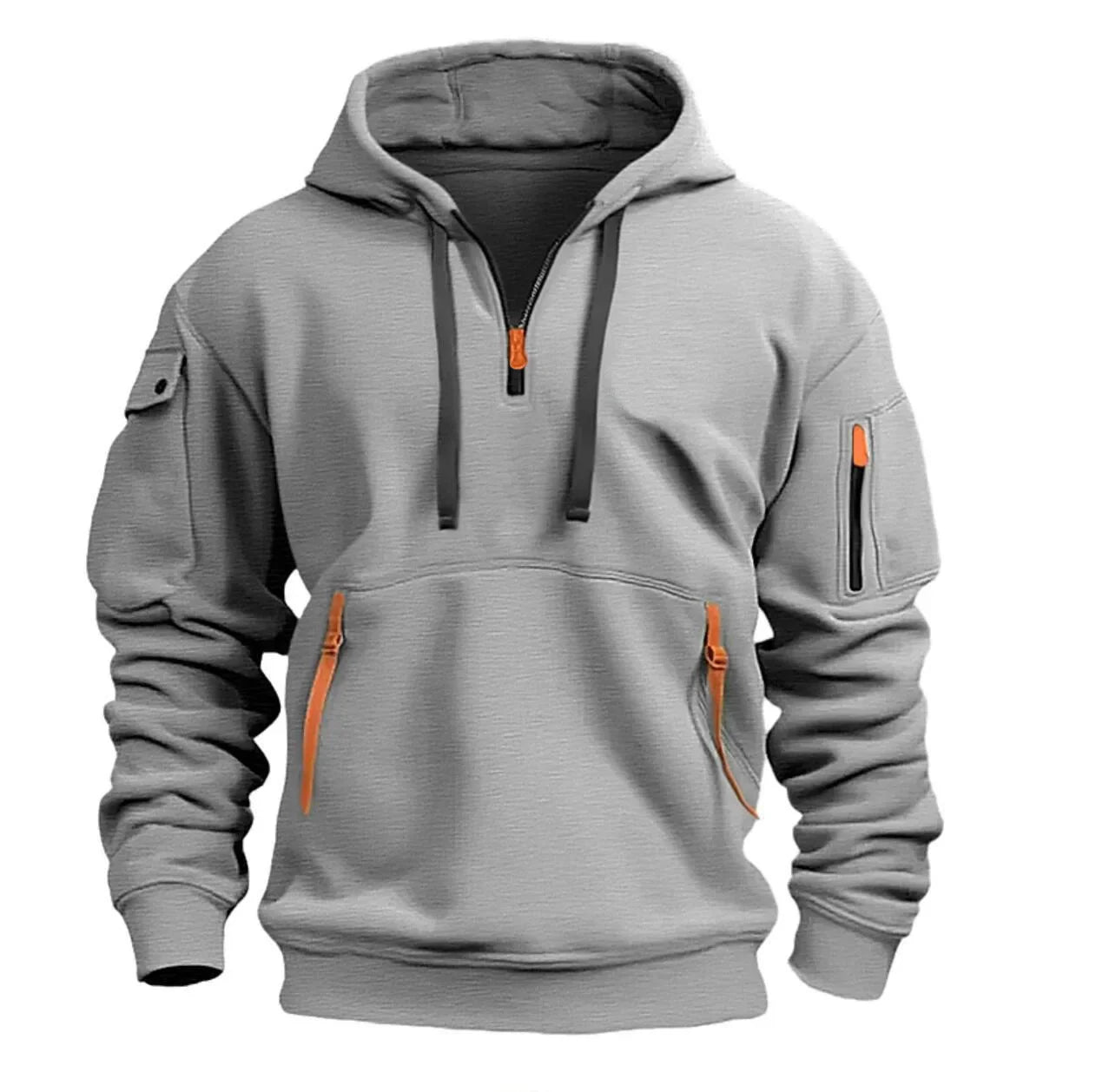 Men's Hoodies Aesthetic Fashion Multi-pocket Zipper Brand Streetwear Plus Size Loose Pullover Clothing Men Sweatshirts 2024 New