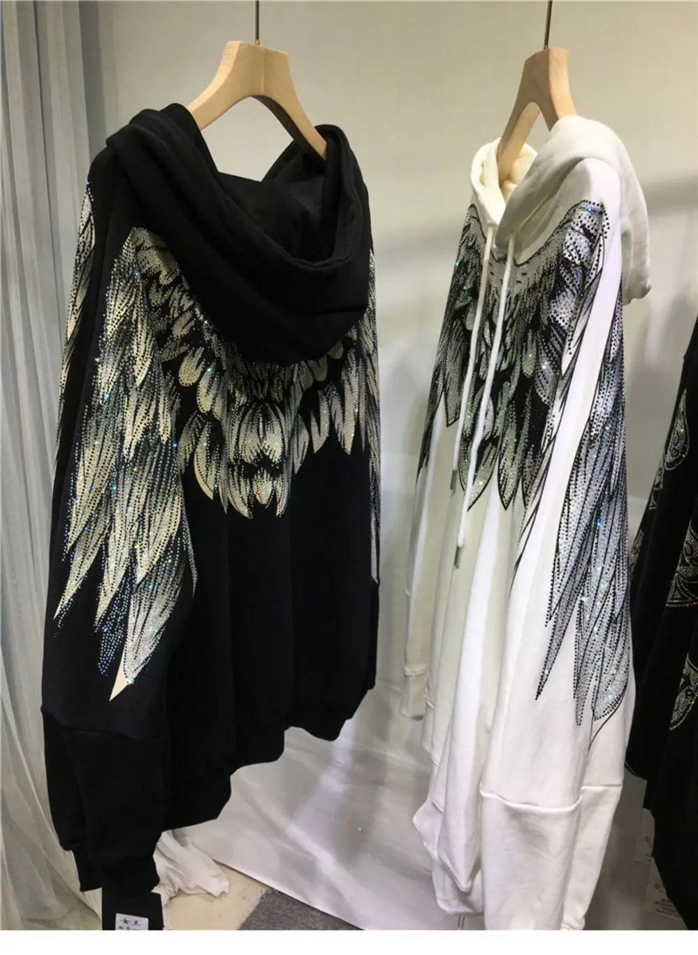 Streetwear Hoodie Women Clothing Harajuku Heavy Diamond Wings Hooded Sweatshirts Casual Fashion Hoodies Y2k Tops 2025 Ropa Mujer