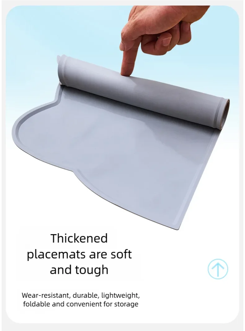 Pet silicone food mat waterproof, anti-slip, dirty, washable and easy to clean, universal tableware mat for cats and dogs.