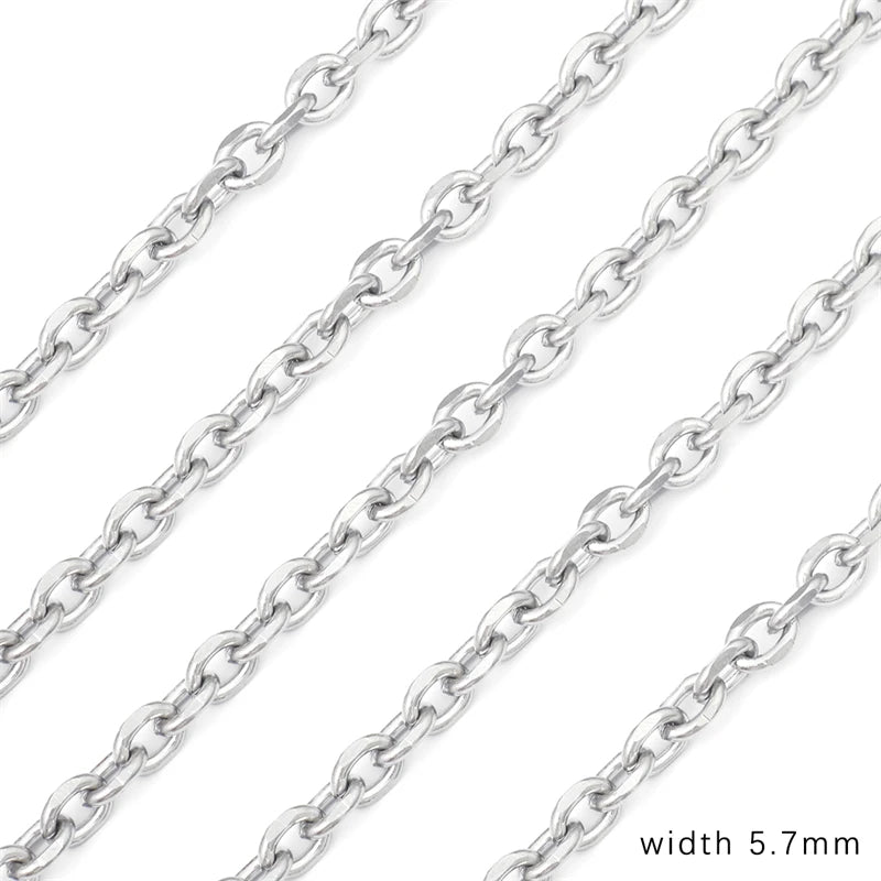 1M Stainless Steel Chain for Men Women Curb Cuban Link Chain DIY Basic Punk Choker Necklace Bracelet Hip Hop Male Jewelry Gift
