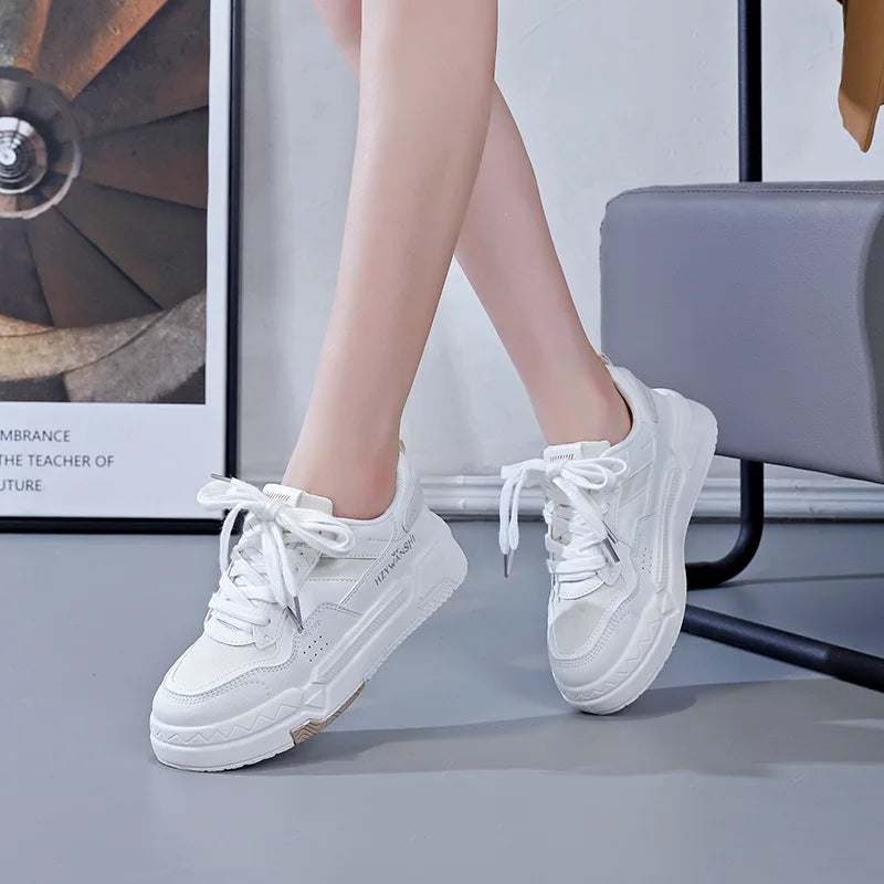Women's Shoes Platform Sneakers Autumn New White Shoes Fashion Non Slip Casual Shoe Breathable Lace-up Women Vulcanized Shoes