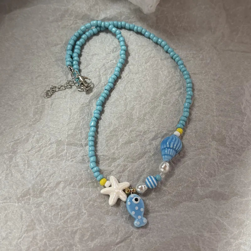 Bohemian Colorful Necklace For Women Girls Adjustable Beaded Neck Chain Unique Fashion Accessory Jewelry Gift