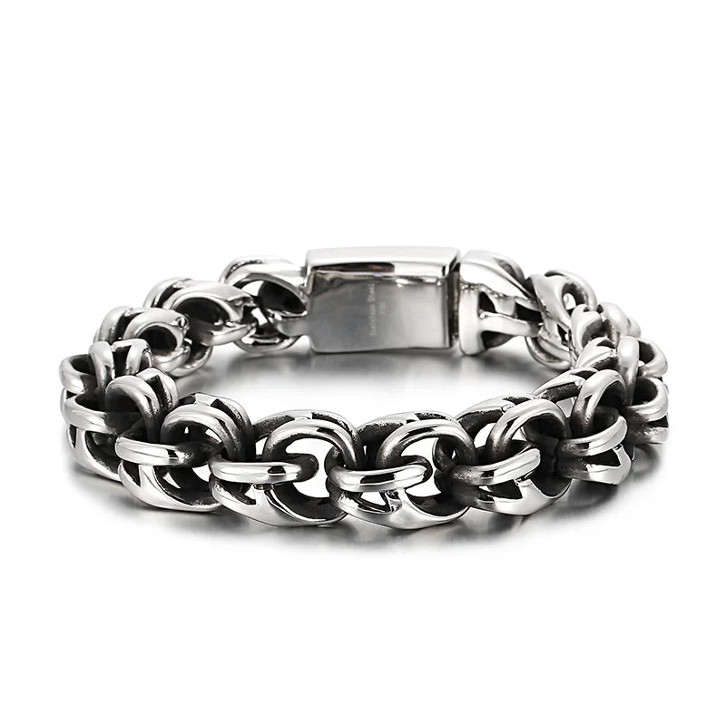 Twisted Link Chain Men Bracelet Mens 9 Inches Stainless Steel Hand Geometry Chain Armband Biker Hip Hop Bracelet Jewelry