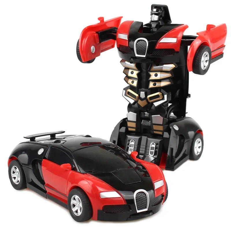 Kids Toys One-key Deformation Car  Automatic Transform Robot Diecasts Toy Funny Mini 2 In 1 Plastic Model Car Amazing Gifts Boys