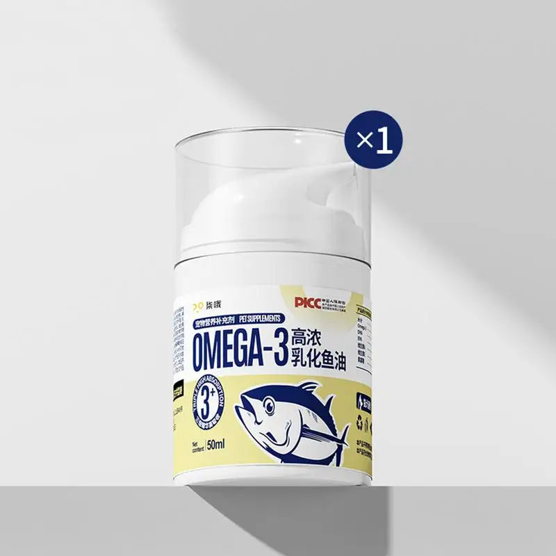 Pet Fish Oil For Cats 50ml Pet Liquid Food Supplements Highly Concentrated Press Type Small Dog Cat Fish Oil Promotes Heart Skin
