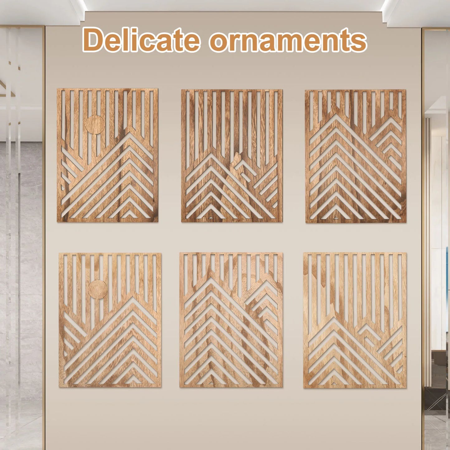 3Pcs Wood Wall Art Wood Wall Sculpture Decor Openwork Wood Wall Ornament Easy to Hang Timber Wall Artwork for Living Room