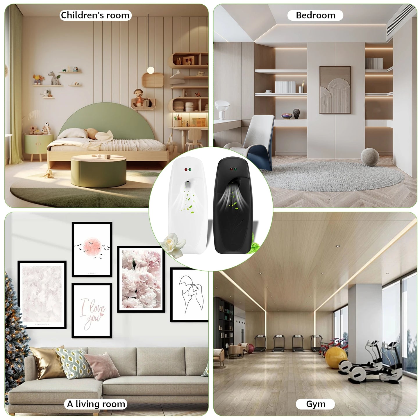 2Pcs Air Fresher Dispenser Wall-Mounted 300ML Liquid Automatic Perfume Spray WIth 3 Adjustable Mode for Home Fragrance Dispenser