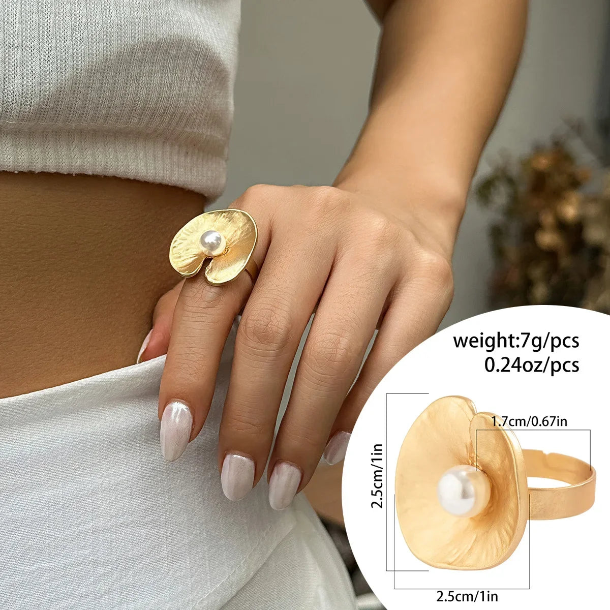 Irregular Chunky Big Geometric Rings Gold Silver Color Rings for Women Men Stainless Steel Metal Texture Exaggerated Rings