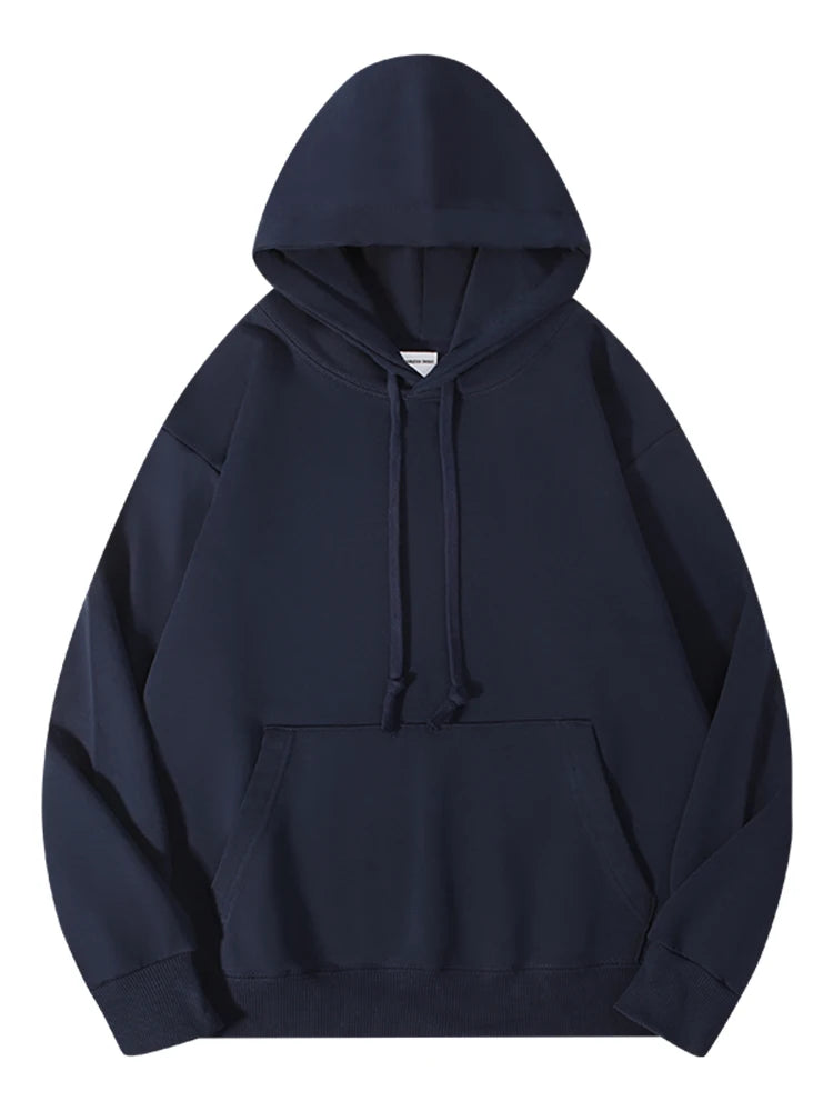 Solid Oversize Hoodies For Women Pocket Casual Loose Hooded Sweatshirt Woman Autumn Cotton Terry Hoodies Women Oversize Pullover