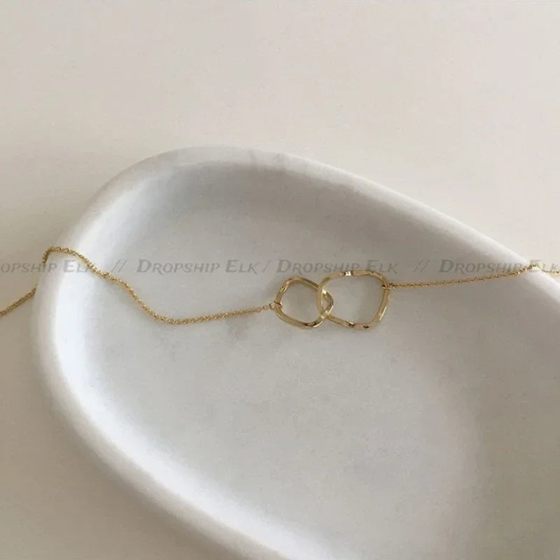 Two Round Shaped Necklaces Female Exquisite Geometric Women Chain Choker Neck Necklace Birthday Gift For Ladies Fashion Jewelry