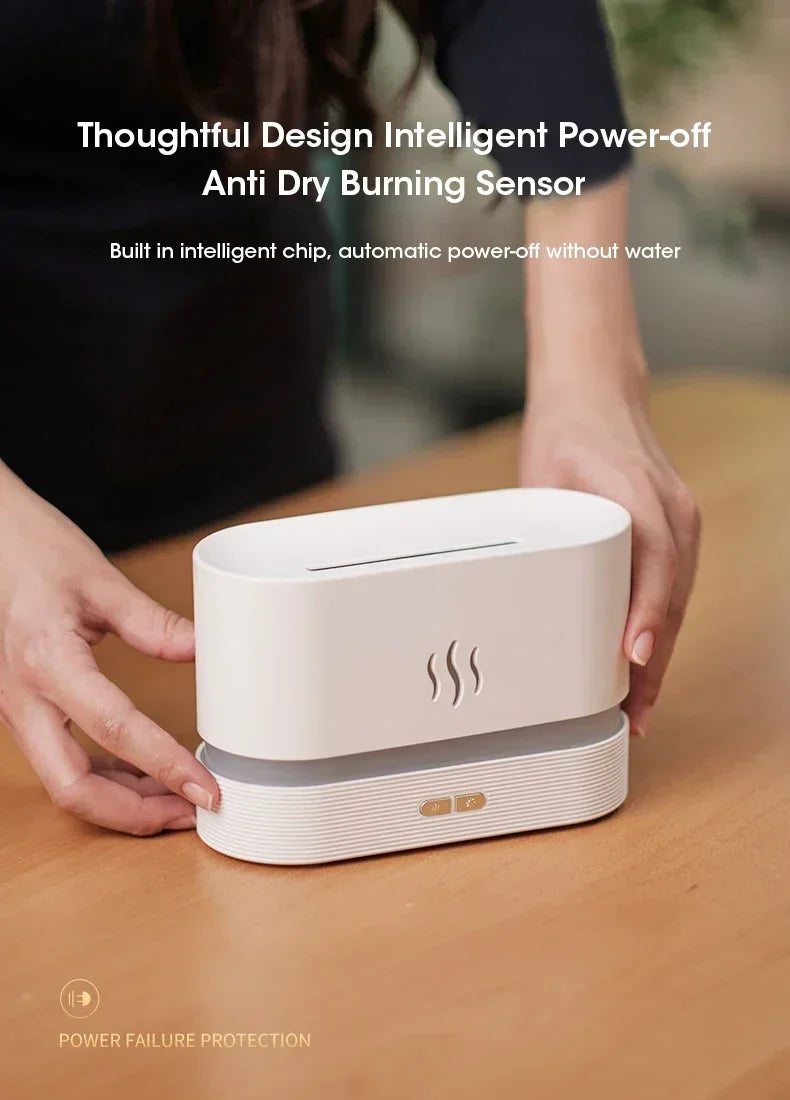 Perfume Humidifier Simulation Flame Aromatherapy Diffuser LED Ultrasonic Air Humidifier Creative Gift Essential Oil Flame Lamp