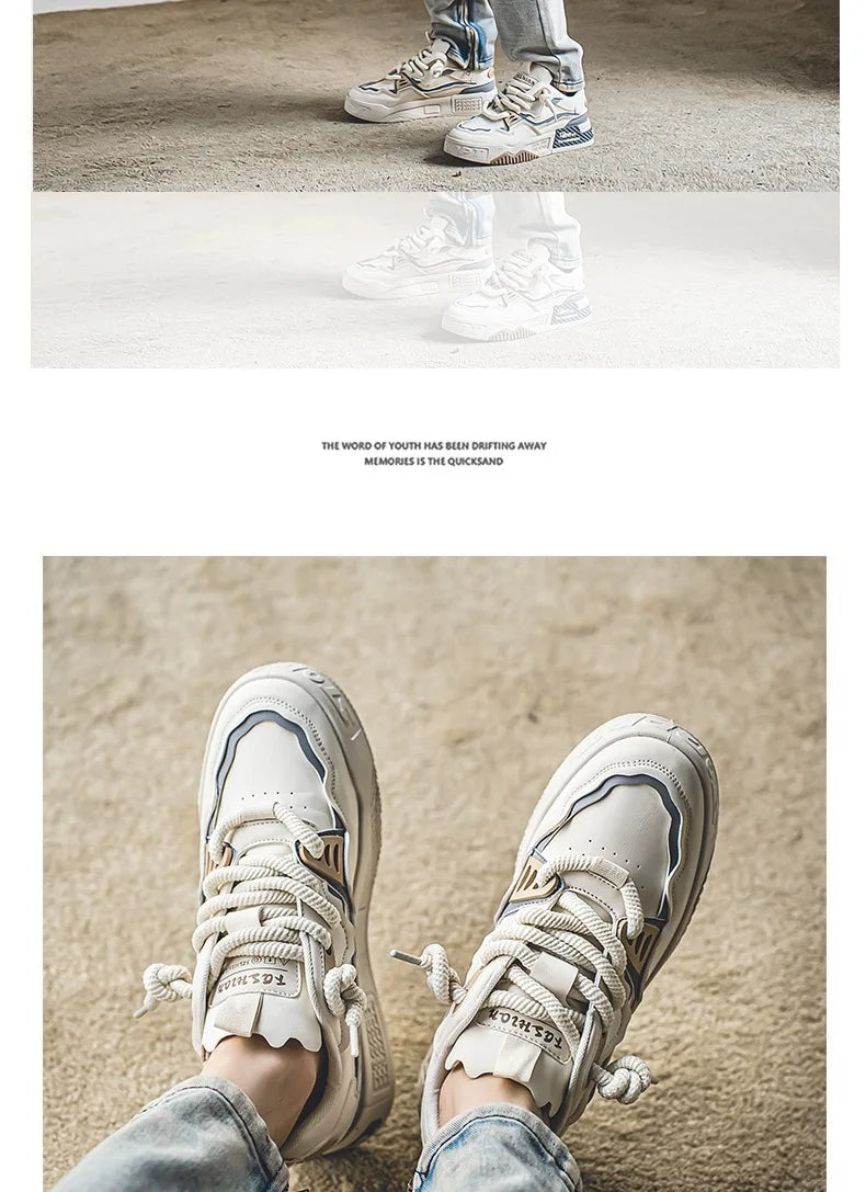 2025 New Men's Shoes Summer Versatile Thick soled Casual Flat Shoes Anti slip Youth Sports Trendy Shoes