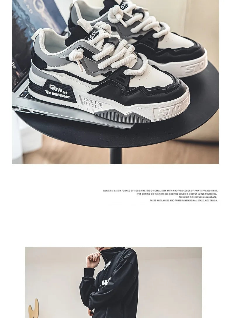 2025 New Men's Shoes Summer Versatile Thick soled Casual Flat Shoes Anti slip Youth Sports Trendy Shoes