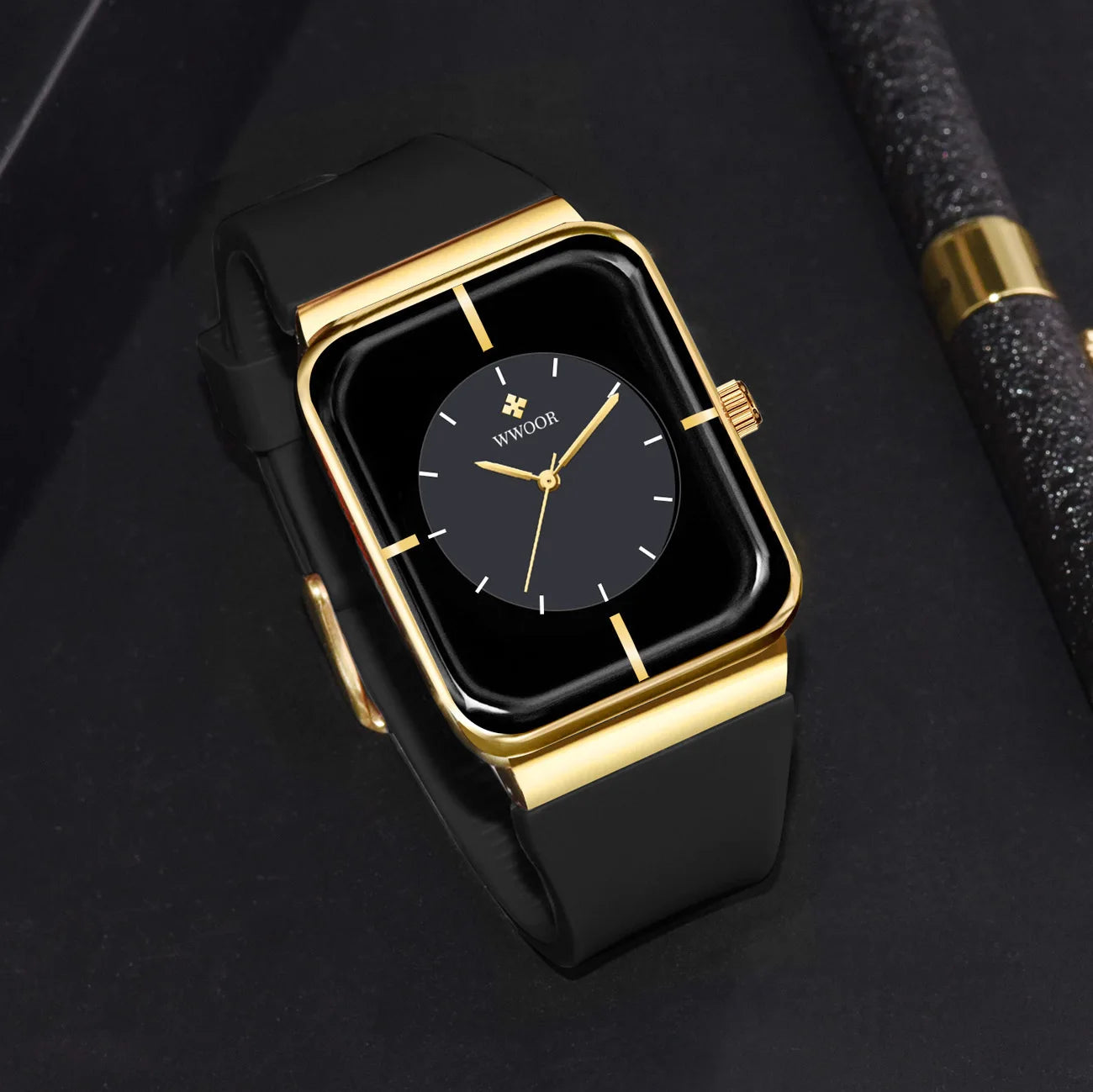 WWOOR  Men's Watches Top Brand Luxury Watch For Men Gold Fashion Stainless Steel Waterproof Quartz Wristwatch  Relogio Masculino